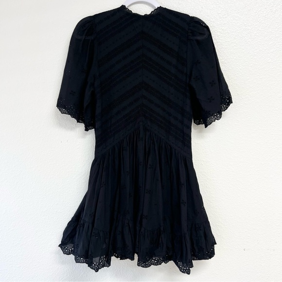 Madewell Eyelet Flutter Sleeve Mini Dress Cotton in Jet Black Size 00 NWT - Picture 15 of 15
